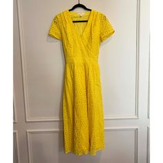 Perfect For A Wedding Tie Around The Back Pit 2 Pit Measurements Is 18.5” And Waist Is 15.5” 1901 Dress, Yellow Eyelet Dress, Dresses Yellow, Navy Blue Midi Dress, Pink And White Dress, Wedding Tie, Navy Lace Dress, Preppy Dresses, Navy Lace