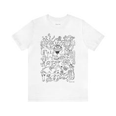 Doodle art by Minootchka Cotton T-shirt May 13, Doodle Art, Cotton T Shirt, Unisex T Shirt, Cotton Tshirt, Gender Neutral, Doodles, Adult Outfits, T-shirt