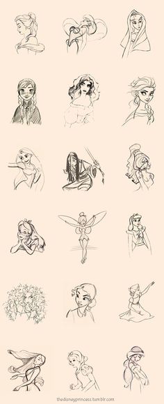 some disney characters are drawn in pencil and ink on paper, with the same drawing technique as