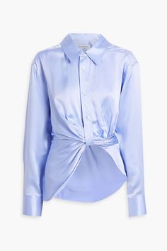 Satin Shirts For Women, Satin Shirt, Twist Front, Silk Satin, Long Sleeve Tops, Twist, Slim Fit, Satin, Silk