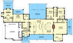 the floor plan for a house with an indoor swimming pool and large living room area