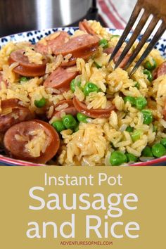 instant pot sausage and rice is an easy dinner recipe that's ready in under 30 minutes