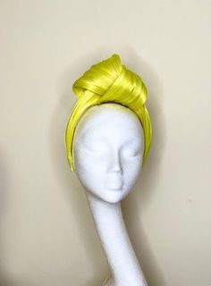 Beautifully knotted silk abaca turban, ideal for summer season, bright, stylish, light, and feels like breath of fresh air, feminine with modern edge. It made in high quality silk abaca, with beautiful colour and subtle silk sheen, naturally luxury.It is kind of grab-and-go stylish headpiece that so easy to wear, dress up or dress down!Silk Abaca is a luxury material made of a combination of silk and fibers from the abaca tree (palm). Because of the silk, it has a beautiful shine and the fibers Yellow Headband Headwrap For Wedding, Yellow Adjustable Party Turban, Yellow Headwrap For Wedding, Adjustable Yellow Party Turban, Fitted Wedding Turban Headband, Adjustable Summer Wedding Headwrap, Summer Wedding Adjustable Headwrap, Summer Wedding Headwrap, Yellow Fitted Headwrap For Party