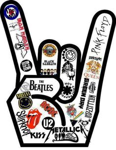 an image of a hand with the beatles on it's palm and other symbols