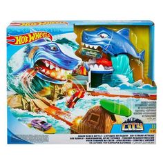 hot wheels shark and shark boat playset