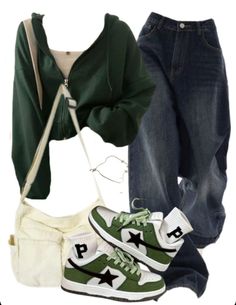 Green Zip Up Hoodie Outfit, Ootd Crop, University Fits, Hoodie Boyfriend, Cropped Hoodie Outfit, Outfits Hoodie, Jeans Large, Canvas Satchel, High School Outfits