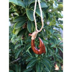 Koa Wood Hawaiian Fish Hook Hawaiian Fish, Adjustable Sliding Knot, Fish Hook Necklace, Hook Necklace, Wood Fish, Koa Wood, Sliding Knot, Cotton Cord, Fish Hook