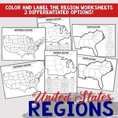 the united states regions worksheet is shown