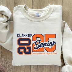 Custom Class of 2025 Senior Sweatshirt,  Personalized Senior 2025 Sweatshirt, Graduation Sweater, Custom Senior High School Sweatshirt,  Class of 2025,  Graduation Gift Hello there! Welcome to ☆Star Fashion Sweatshirt☆ store.  We are here for different and top quality models. All of your designs that we hope you will like in our store are specially designed and produced for you. Do not hesitate to review. ☆Enjoy comfort and elegance. The material is a thick cotton and polyester blend. It is also Senior Sweatshirts Ideas 2025, White Varsity Top For College Events, Grad Hoodies Design, Senior Sweatshirts Ideas, Senior Crewneck, Senior Hoodies Design Ideas, Seniors 2025, Cool Senior Pictures, 2025 Graduation