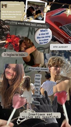 the collage shows people and things that are being used to make them look like they're in love