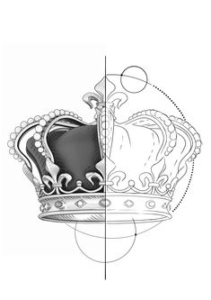 a drawing of a crown with an arrow pointing to the top and bottom part of it