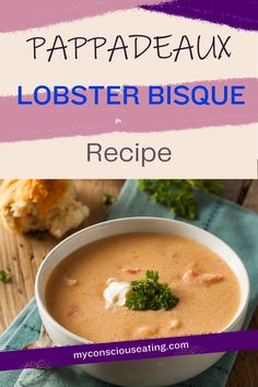 Lobster Bisque in a bowl on a wooden table