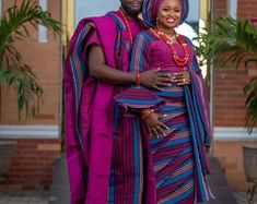 Magenta Alari Couple Asooke/traditional Wedding Dress/magenta | Etsy Tanzania Traditional Pink Ceremony Sets, Pink Traditional Sets For Ceremonies, Pink Sets With Traditional Patterns For Ceremonies, Pink Traditional Pattern Sets For Ceremonies, Purple Sets With Traditional Patterns For Ceremonies, Traditional Pink Ceremony Dress, Traditional Wear With Purple Patterns For Wedding, Pink Traditional Wear With Traditional Patterns For Wedding, Ceremonial Pink Sets With Traditional Patterns