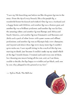 an open book with some fruit on the page and words in it, including one piece of