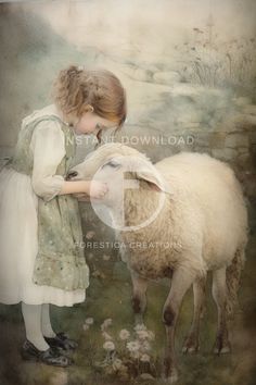 Little Shepherdess Cottagecore Wall Art, Moody Farmhouse Art, Vintage Painting Print, Light Academia Decor, Farm Animal Art, Easter Decor - Etsy Sheep Wall Art, Sheep Paintings, Sheep Art, Farmhouse Art