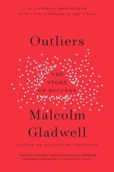 the book cover for outliers by malcolm gladwell, which is red with white dots