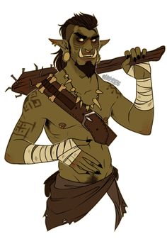 an image of a cartoon character holding a stick and wearing a horned headdress