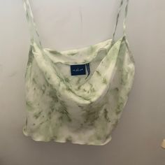 Never Worn, Perfect Condition Urban Outfitters Tops, White Silk, Green And White, Crop Tank, Urban Outfitters, Womens Tops, Tank Tops, Silk, Green