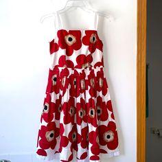 Full Pleated Skirt With Pleated Ruffle Hem, Size Xs Poppy Print Dress, Poppy Print, Dolce Gabbana Dress, Ruffle Hem, Dresses Xs, Pleated Skirt, Vintage Dresses, Poppies, Red And White