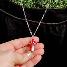 This Mushroom Pendant Necklace is the cutest, one of a kind Mushroom Jewelry that you have been looking for! If you want to wear cool Toadstool Pendant, or just searching for the perfect gift for a Mushroom lover, then you have came to the right place! Make a statement with this unique Necklace! Complete the set with the matching MininiLand Mushroom Dangle Earrings here: https://www.etsy.com/shop/MininiLand?section_id=35241131 ;) D E T A I L S: * Handmade Mushroom  Pendant Necklace * Made from P Mushroom Design Necklace Gift, Mushroom Design Necklace As Gift, Mushroom Shaped Necklace For Gifts, Mushroom Design Necklace For Gifts, Mushroom Design Necklace For Gift, Whimsical Mushroom Design Necklace For Gift, Eco Gift Wrapping, Mushroom Necklace, Mushroom Pendant