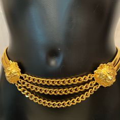 Vintage Gold Tone Double Lions Head Stretch Chain Belt 33” Plus Several Inches Of Stretch. This Stunning Vintage Chain Belt Features Two Bold Gold-Tone Lion Heads And Draped Chains, Making It A Perfect Statement Piece For Any Outfit. The Belt Is Stretchable, Providing A Comfortable Fit While Adding A Touch Of Vintage Glamour. - Style: 1980s/1990s Vintage - Condition: Excellent With No Visible Signs Of Wear - Features: Gold-Tone Lion Heads, Multi-Chain Draped Design, Stretchable For Versatile Wea Lions Head, Glamour Style, Vintage Chain, Designer Drapes, Chain Belt, Timeless Accessories, Lion Head, Vintage Glamour, Vintage Gold