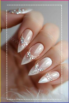 21 Trendy Almond Nails Style: 1. French 2. Ombre 3. Nude 4. Pastel 5. Metallics 6. Marble 7. Gradient 8. Matte 9. Floral 10. Neon diy and tips Wedding Day Nails, Chic Nail Art, Wedding Nails For Bride, Wedding Nails Design, Nail Art Wedding, Bride Nails, Silver Nails, Bridal Nails