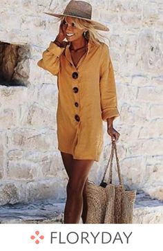 Solid Buttons Shirt Mini Shift Dress, solid dress, buttons, button dress, shift dress, mini dress, shift dress, dress shirt, autumn, fashion dress, new trend. Long Sleeve Shift Dress, Affordable Dresses, Spring Shirts, Mellow Yellow, Mini Shift Dress, Shirtdress, Buy Dress, Shirt Collar