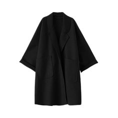 Plus Size Woolen Midi Coat - Kelly Obi New York Solid Color Wool Sweater Coat With Pockets, Casual Black Wool Coat With Pockets, Black Plain Outerwear For Fall, Black Wool Coat With Pockets For Winter, Oversized Black Wool Coat For Winter, Oversized Wool Outerwear In Solid Color, Black Oversized Wool Coat, Classic Black Oversized Wool Coat, Plain Black Outerwear For Work