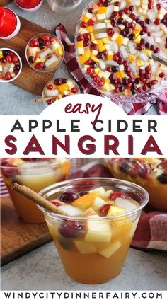 an apple cider sanggrana with apples and cranberries in it