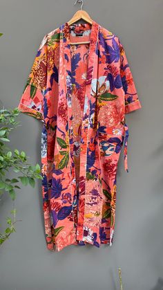 "Cotton kimono robes which are perfect for lounging around the home or spa. Use our Bird print robe as a cover up on the beach or after a dip in the pool. Add a luxe, boho feel to your bridal shower. Versatile, soft and luxurious, our 100% cotton kimono robes are printed with azo-free dyes. The printed robe features 3/4th sleeves, a waist tie and two front pocket.Indian Kimono, Kimono, Cotton Robe, Robes, Dressing Gown, Women Wear, fridakahloprint robe, bridal shower, soft, Kimono Robes,dressing Luxe Boho, Kimono Floral, Bath Robes, House Coat, Floral Print Kimono, Kimono Robes, Printed Robe, Cotton Kimono, Print Kimonos