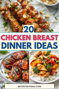 20 chicken breast dinner ideas with text overlay