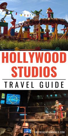 hollywood studios travel guide with the theme park in the background and text overlaying it