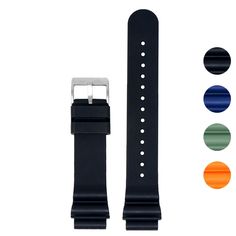 Material: FKM Vulcanized Rubber Total Length (not including buckle): 194mm (114/80) Thickness: 3.6mm – 2.6mm FREE Set of Spring Bars Included Product color may differ from picture depending on computer/mobile screen. SKU: fk25  Inspired by classic Seiko-Style diver bands, the Wave FKM Rubber Strap by DASSARI is the ultimate watch accessory. Made from FKM Vulcanized Rubber, this strap is tough, deter debris, and is always ready to handle whatever adventures you throw its way. Available in four di Black Rectangular Watch Accessories For Outdoors, Black Rectangular Watch Accessories For Outdoor, Rectangular Black Wear-resistant Watch Accessories, Watch Accessory, Watch Image, Bar Image, Fitbit Bands, Watch Roll, Watch Storage