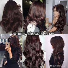 Aesthetic Hair Colour Ideas, Types Of Red Hair, Dark Red Brown Hair Color, Cherry Chocolate Hair, Dark Red Brown Hair, Chocolate Cherry Hair Color, Wine Hair, Brown Hair Looks, Cherry Brown