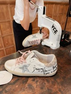 Custom Golden Goose Sneakers, Golden Outfit, Golden Goose Sneakers Outfit, Dr Shoes, Trust Fund