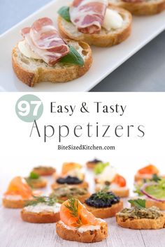 an appetizer is displayed on a plate with the words easy and tasty appetizers