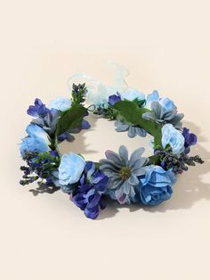 Boho 1pc Blue Flower Velvet Fashionable Headband, All-Match Floral Crown Hair Hoop Blue Elegant   Polyester     Wedding & Event, size features are:Bust: ,Length: ,Sleeve Length: Flower Crown Blue, Blue Floral Crown, Floral Hair Crown, Blue Flower Crown, Dark Blue Wedding, Head Crown, Flower Tiara, Bridal Headwear, Headband Men