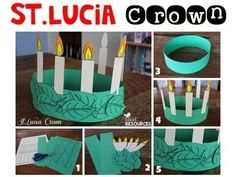 how to make a paper crown with candles and leaves on the inside, step - by - step instructions