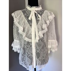 The Clothing Company White All Lace Romantic Ruffle Top Large (Med) Y2k 90s Styl. Condition Is New With Tags. Shipped With Usps Ground Advantage. White Coquette Top For Party, White Coquette Party Tops, Feminine Ruffled Tops, Spring Coquette Tops With Ruffles, Coquette Ruffled Tops For Spring, Y2k 90s, Ruffle Top, Clothing Company, Color White