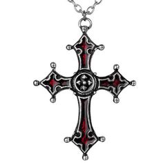 Alchemy Gothic Jewelry, Anchor Cross, Anchor Jewelry, Jewelry Goth, Red Gothic, Enamel Cross, Alchemy Gothic, Gothic Pendant, Jewelry Cross