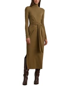 Lauren Ralph Lauren Tie Front Dress Rib Dress, Swimsuit Cover Up Dress, Turtleneck Dress, Tie Front Dress, Ralph Lauren Long Sleeve, Ribbed Turtleneck, Beauty Awards, Ribbed Dresses, Turtle Neck Dress