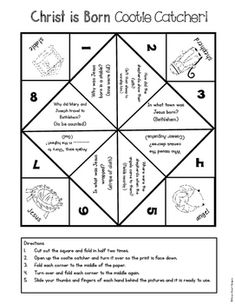 the printable worksheet for christ is born cookie catcher