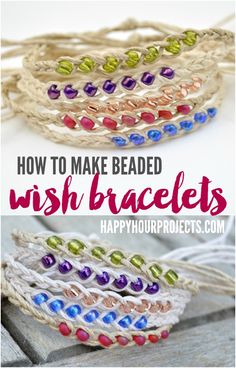 how to make beaded wish bracelets with different colors and sizes on the ends