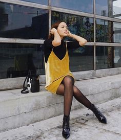 W&D Style Tips for Taking Your Warm Weather Basics into Fall - Wit & Delight Dress Tights, Velvet Slip Dress, Look Retro, Fall 24, Summer Denim, Foto Poses, Moda Vintage, Mode Inspo, Look Vintage