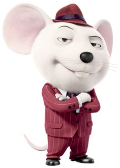 a cartoon mouse in a suit and hat