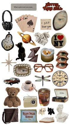 many different items are grouped together to form a collage