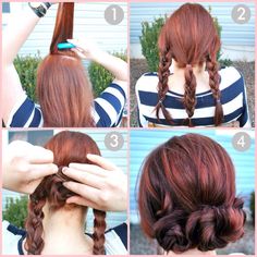 I use to wear my hair like this in elementary school. I totally forgot about it. Sanggul Modern, Simple Updo, Makeup Tip, Easy Hairstyle, Hair And Beauty, Braided Hairstyles Easy, Long Hairstyles, Popular Hairstyles, Hair Color Ideas