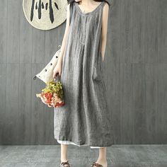 Handmade o neck sleeveless linen dresses light gray Dresses summerCustom make service available! Please feel free to contact us if you want this dress custom made. Materials used:linen Measurement: One size fits all for this item. Please make sure your size doesn't exceed this size: 4XL/BUST-125cm length 119cm / 46.41"Shoulder 35cm / 13.65"hem 148cm / 57.72"bust 102cm / 39.78"Most of our dresses are made of cotton linen fabric, soft and breathy. loose dresses to make you comfortable all the time Gray Sleeveless Dress For Vacation, Gray Sleeveless Vacation Dress, Sleeveless Gray Vacation Dress, Gray Linen Dress For Summer, Gray Linen Summer Dress, Gray Linen Dress For Spring, Light Grey Dress, Linen Robe, Diy Light