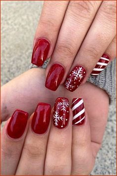 Christian Nails, Red Christmas Nails, Christmas Nails Easy, Cute Christmas Nails, Modern Nails, Christmas Nails Acrylic, Xmas Nails