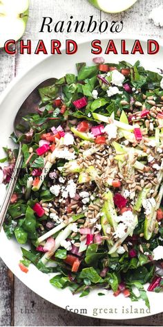 chard salad in a bowl Rainbow Chard Salad, Swiss Chard Salad Recipes, Chard Salad Recipes, Red Chard Recipes, Easy Chopped Salad, Swiss Chard Recipes Easy